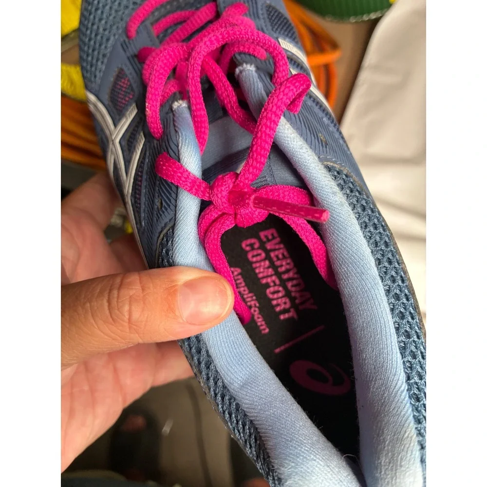 Asics Gel-Contend 5 Womens Blue Pink Running Shoes 1012A234 Size 8